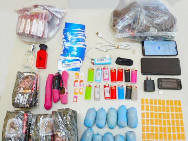 Contraband thrown over fence and intercepted by prison officers Picture: Corrective Services NSW