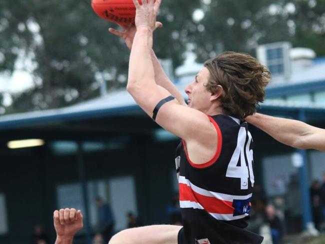 Daniel Gorringe flies for a mark for Park Orchards in the Eastern Football League (EFL). Picture: Davis Harrigan