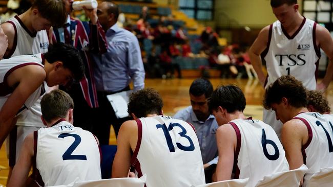 GPS First V Basketball round one action between Gregory Terrace and The Southport School. Picture courtesy of Heidi Brinsmead.