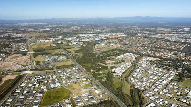 An aerial showing the new housing estates and subdivisions in southeast Queensland.