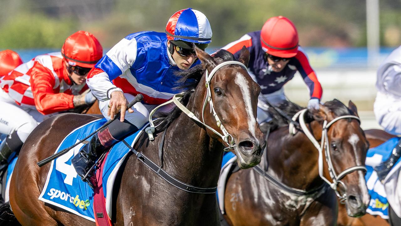 Aviatress records a dominant victory in the Matrice Stakes at Morphettville. Picture: Makoto Kaneko
