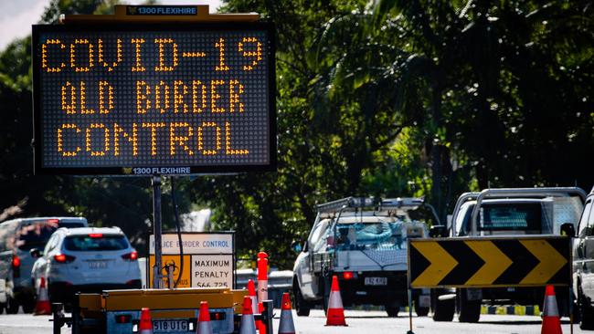 A COVID-19 border checkpoint in Queensland. Picture: AFP