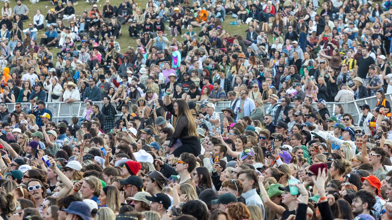 Crowds heaved as fans geared up for another day of music and frivolity. Picture: NCA Newswire/Danielle Smith.