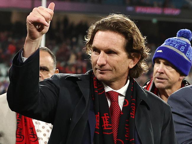 James Hird during a pre-game celebration for the 150th birthday of Essendon in 2022. Picture: Michael Klein