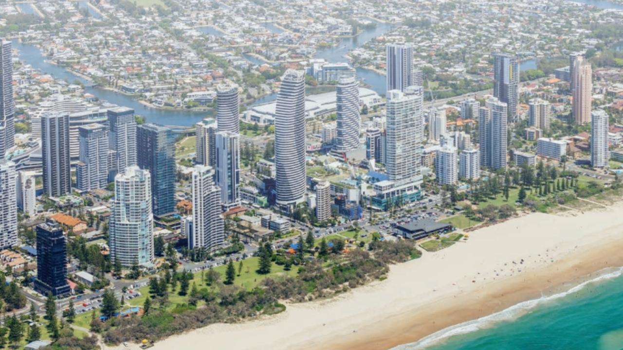 The beach bar debate at Kurrawa on the Gold Coast. This photograph shows the foreshore area at Broadbeach being considered for a draft management plan.