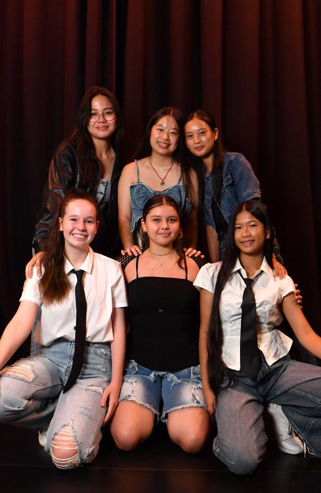 It’s time for the annual Pimlico Presents where 300 dance, music and drama Pimlico High students from will showcase their array of talents. (front) Erin Walker, Rachael (first name only), Andrea Marzo (back) Mariko (forst name only), Zi Xin Chen and Ann Narwin. Picture: Evan Morgan