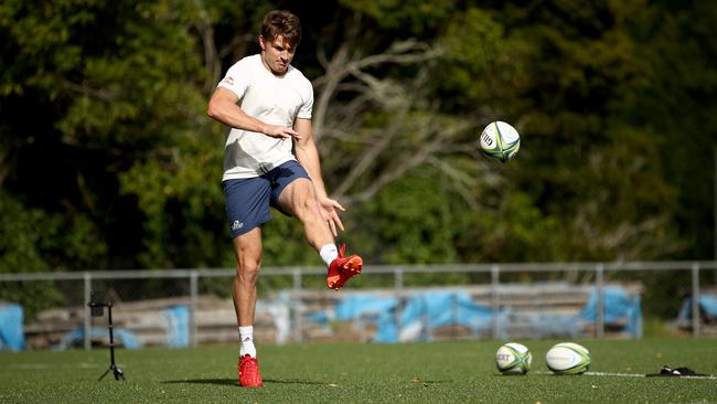 All Blacks five-eighth Beauden Barrett practises in isolation in Auckland on Thursday. Picture: Getty Images