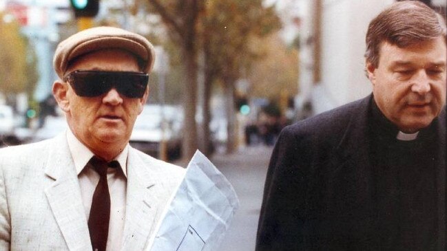 George Pell with Father Gerald Ridsdale outside court in 1993.