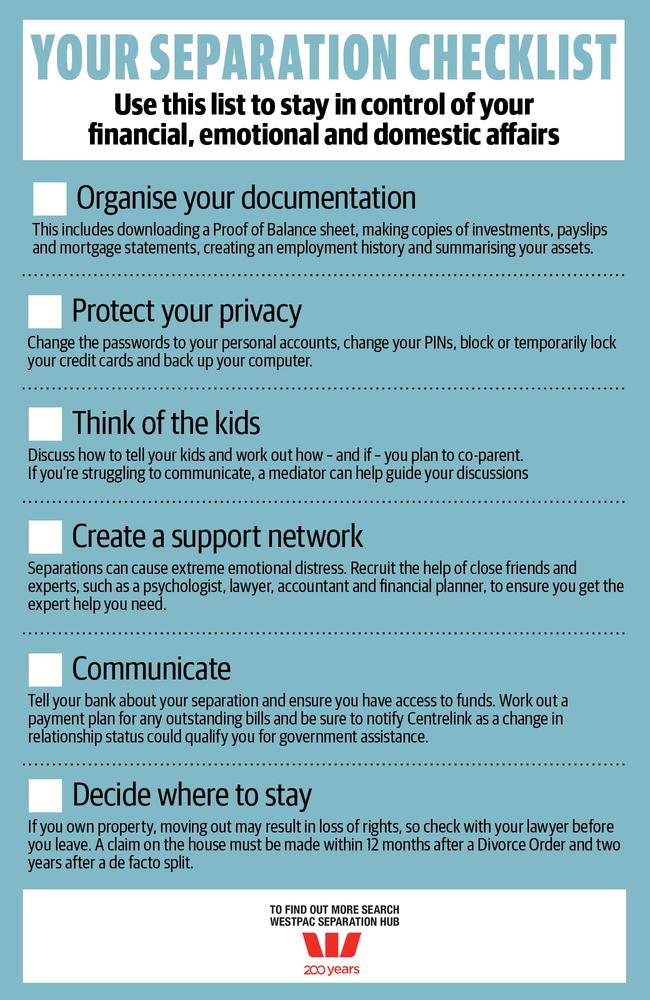 Follow this checklist to help you deal with separation.