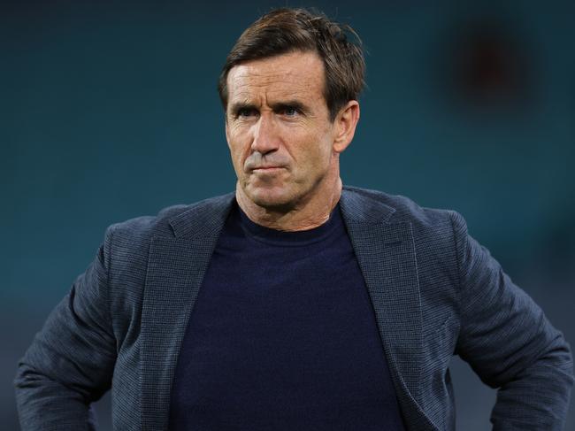 SYDNEY, AUSTRALIA - SEPTEMBER 01: Andrew Johns looks on during the round 27 NRL match between South Sydney Rabbitohs and Sydney Roosters at Accor Stadium on September 01, 2023 in Sydney, Australia. (Photo by Matt King/Getty Images)