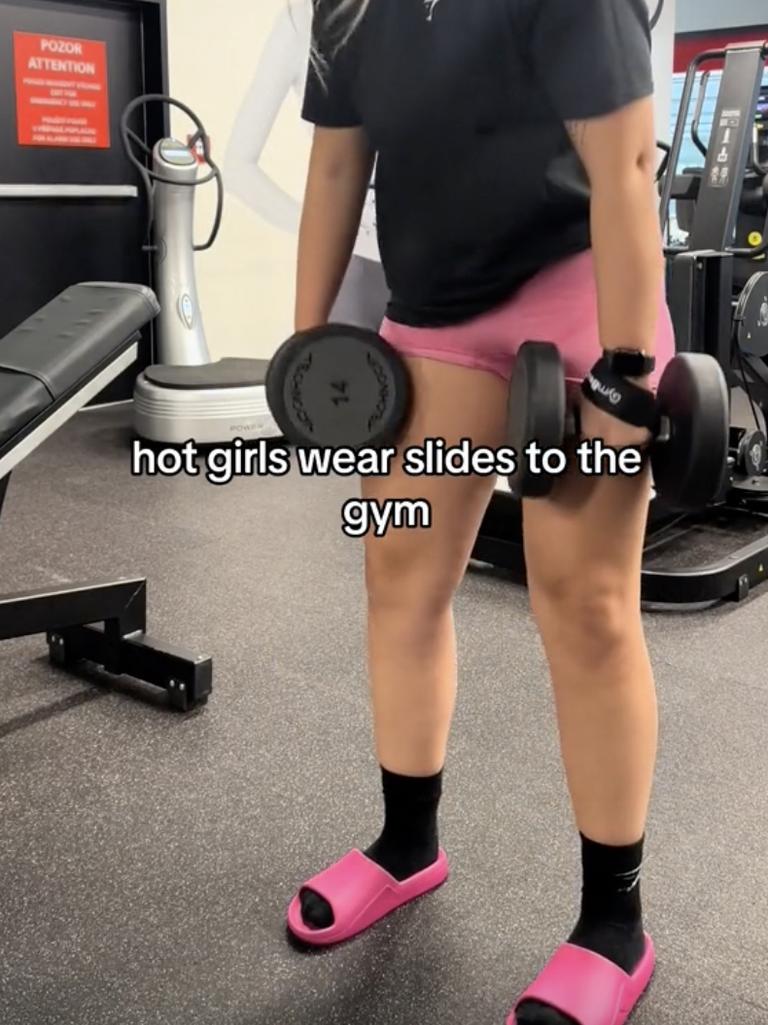 People love working out in sandals. Picture: TikTok.