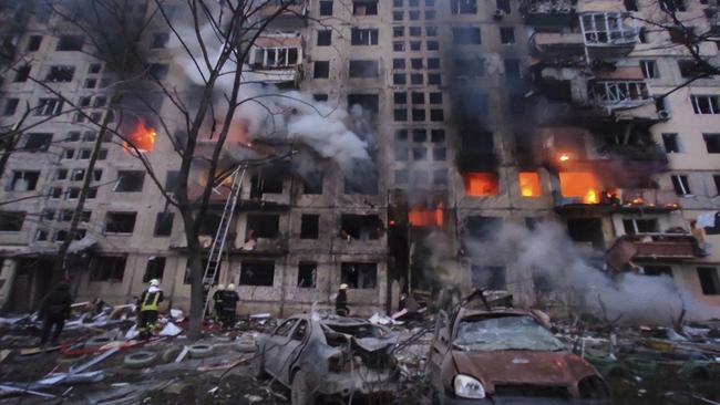 The damaged after the Russian attack in Kyiv. Picture: State Emergency Service of Ukraine