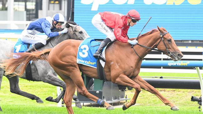 Palm Angel defeating My Gladiola in the fillies Prelude. Picture: Reg Ryan/Racing Photos via Getty Images