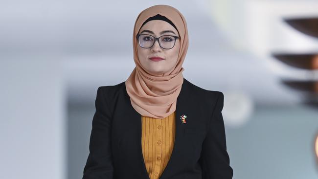 Senator Fatima Payman holds a press conference at Parliament House in Canberra. Picture: NewsWire / Martin Ollman