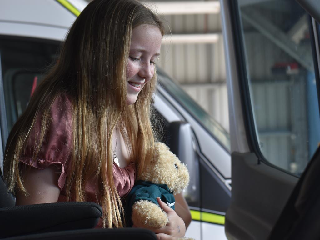 Madison Jennings accepted her certificate of appreciation at Mackay South Ambulance station. Picture: Lillian Watkins