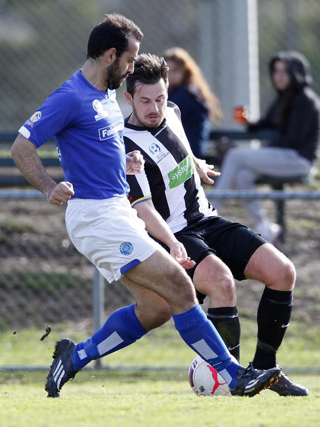 James Skeffington (in black and white) in action on the field. Picture: Bianca De Marchi