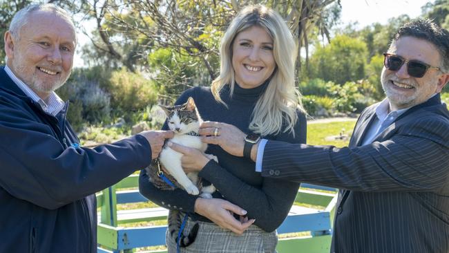 RSPCA SA chief executive Paul Stevenson with Onkaparinga Mayor Erin Thompson and RSPCA SA president Rob DiMonte. Picture: Supplied