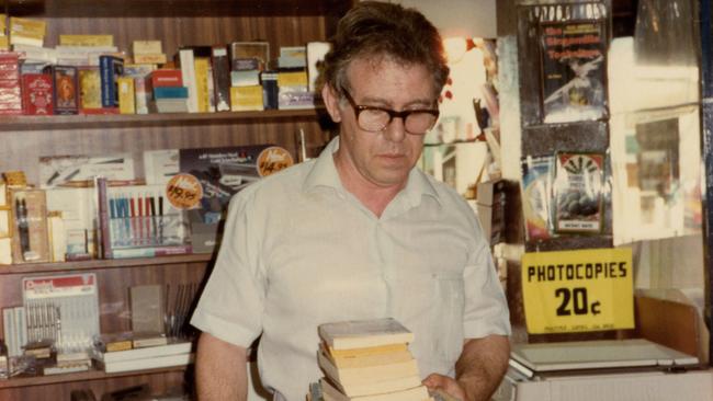 1980 photo of John Butler in his King St Newtown store, which is now run by his two kids and has been in business since 1979.