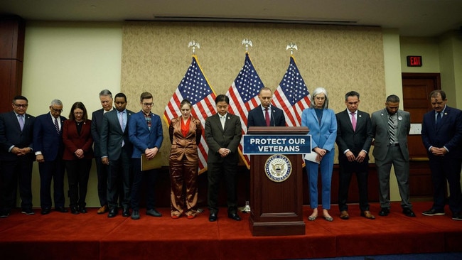 House Minority Leader Hakeem Jeffire, joined by fellow Democrats, leads a moment of silence for Turner. Picture: Getty