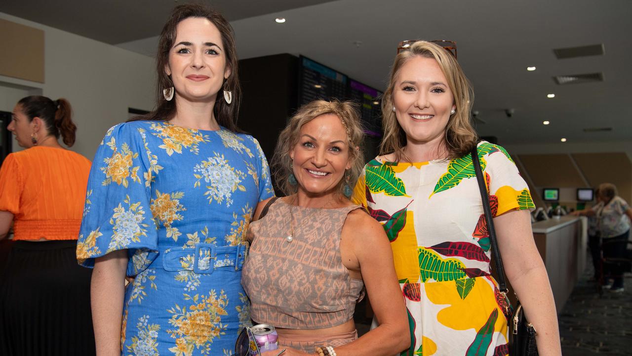 Emily Rutherford, Ruth Palmer and Gabby Mappas at the Chief Minister's Cup Day at the Darwin Turf Club on Saturday, July 13. Picture: Pema Tamang Pakhrin