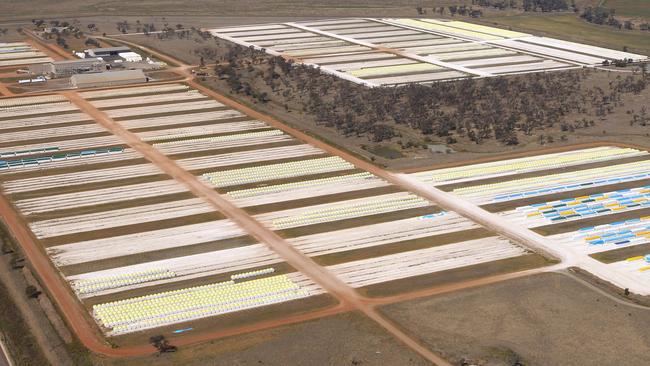 A cotton gin with bales of cotton, near Cubbie station in Queensland. Picture: Lyndon Mechielsen