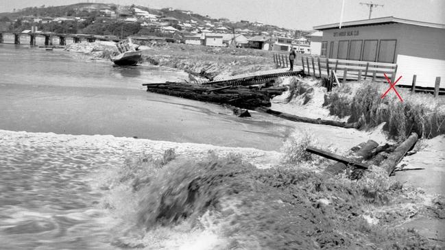 The former Coffs Harbour Yacht Club in a photo from 1962, showing how close the club was to the shoreline.