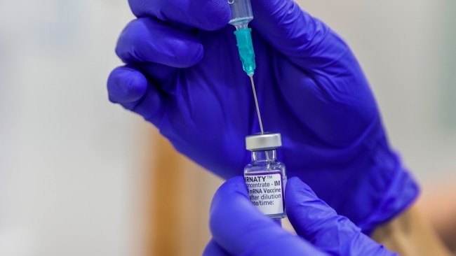 A COVID-19 vaccine is prepared at Sydney Road Family Medical Practice in Balgowlah in January. Picture: Getty Images
