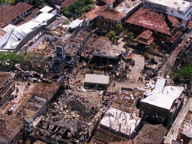 The wreckage of the Sari nightclub pictured in 2002. More than 200 people were killed in the Bali bombings. Picture: AP/Achmad Ibrahim