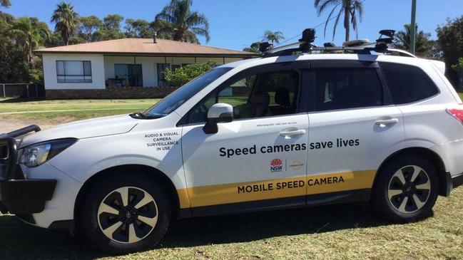 A mobile speed camera vehicle.