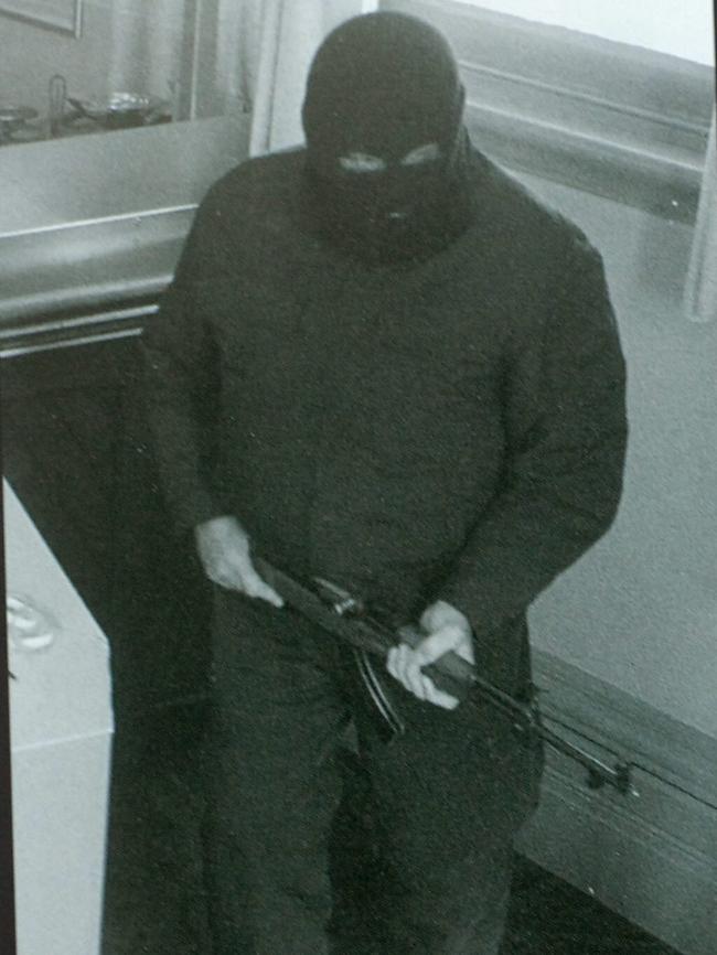 Security footage of Parsons during one of his infamous bank robberies.