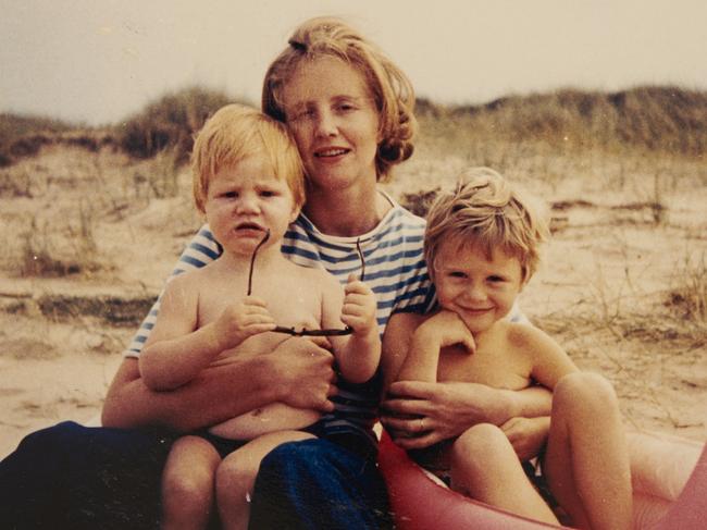 Lady Anne Glenconner at the beach: "A cold day on the beach at Holkham with Henry and Charlie." Picture: Courtesy of Lady Anne Glenconner