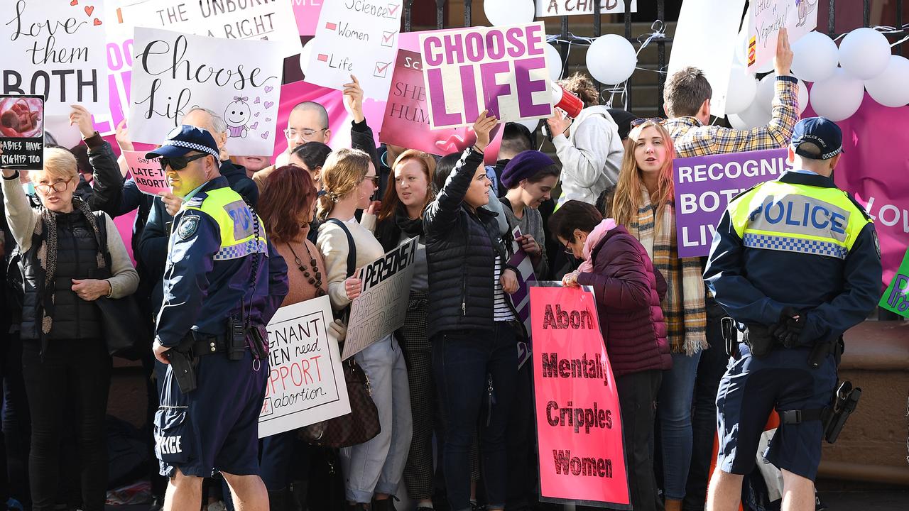 About 200 pro-choice and pro-life protesters clashed during a recent rally. Picture: AAP