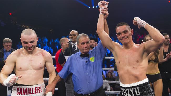 Tim Tszyu after beating Joel Camilleri for the Australian Super Welterweight title. Image: AAP Image/Craig Golding