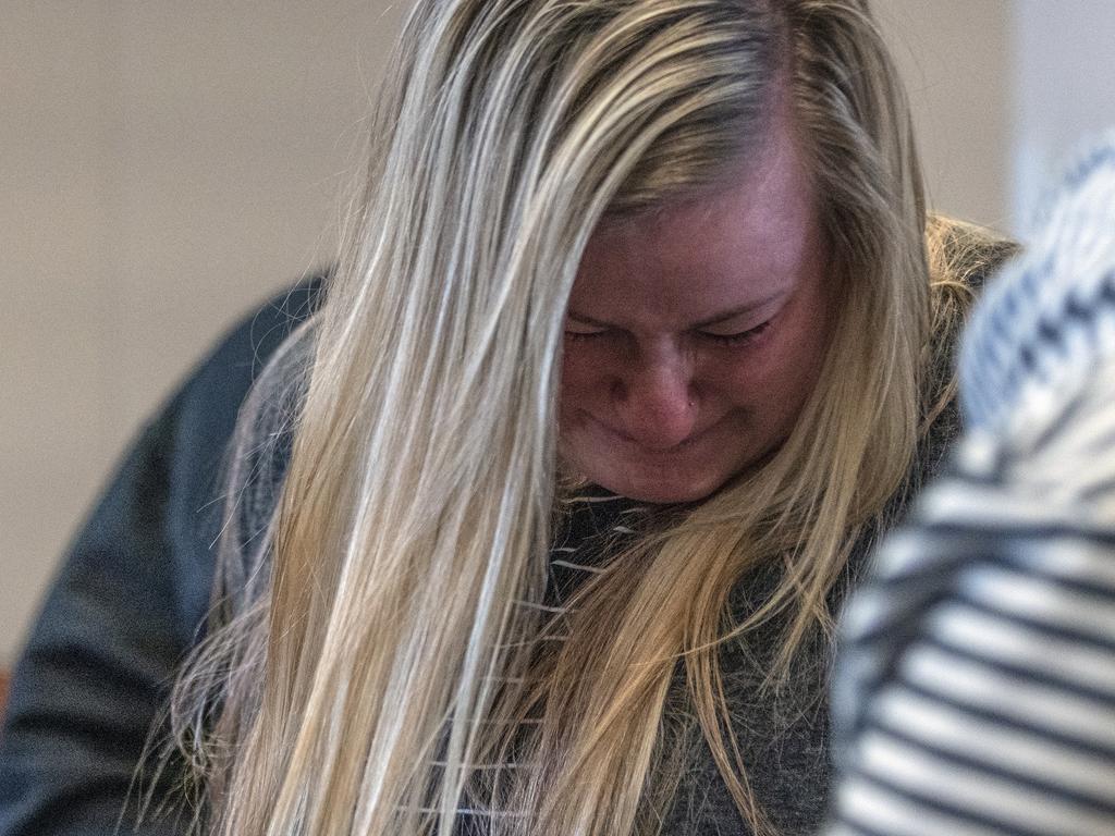 A Closs family member react as she leaves the courtroom after Jake Patterson pleaded guilty to kidnapping 13-year-old Jayme Closs. Picture: T'xer Zhon Kha/The Post-Crescent/AP 