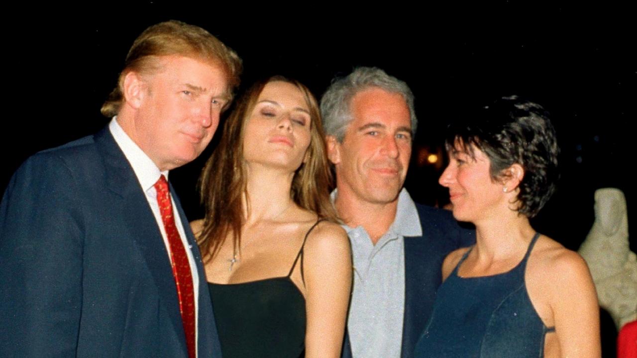 Donald Trump and wife Melania pictured with Epstein and British socialite Ghislaine Maxwell at the Mar-a-Lago club in 2000. Picture: Davidoff Studios/Getty Images