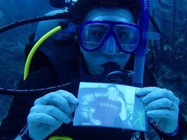 Under the sea ... a stranger named Tina scattered CJ’s ashes at Reuben Coral Reef, just off Saona Island near Dominican Republic, on March 14, 2014. Picture: Facebook/Scattering CJ