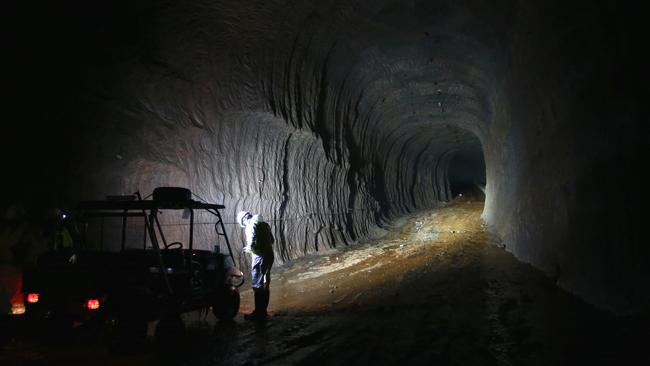 Tunnel vision... headlights shine into the darkness. Picture: Tim Hunter