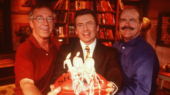 Mike Sheahan, Bruce McAvaney and Leigh Matthews during the show’s early years.