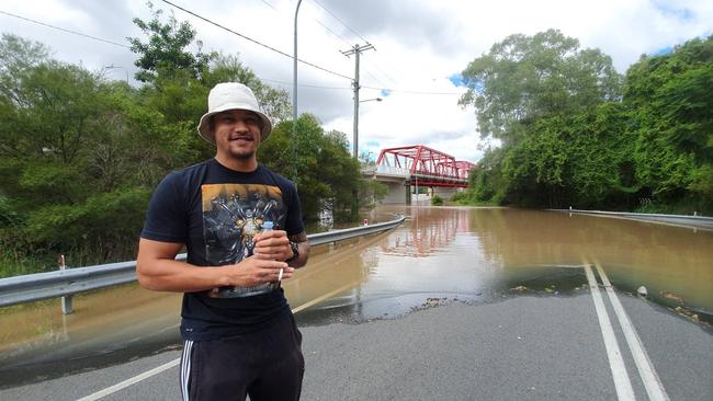 Dillon Delamere, 25, of Loganholme checks out the Pacific Highway Service Road that goes under the M1 at Loganholme, on Tuesday. Picture: Supplied