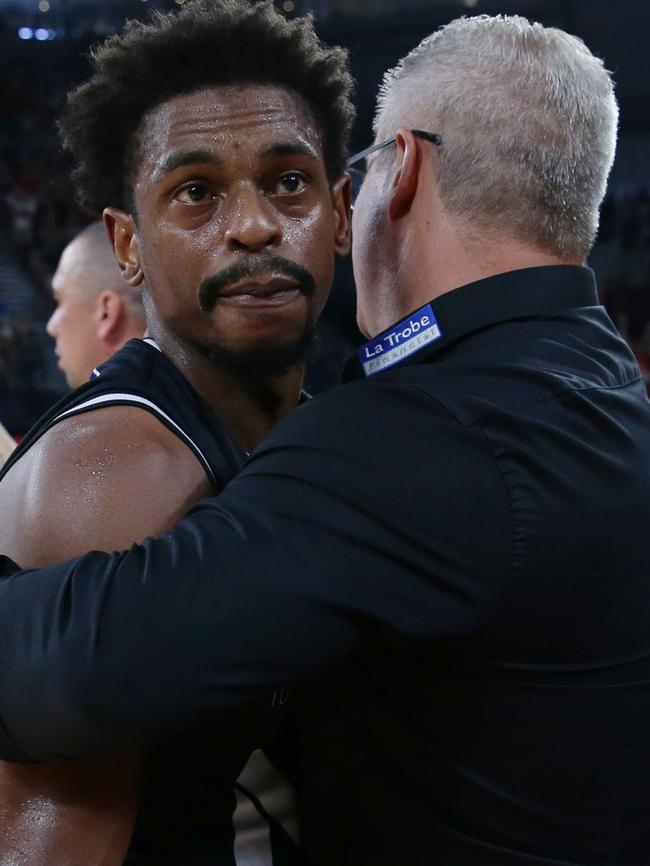 Casper Ware is consoled by coach Dean Vickerman.