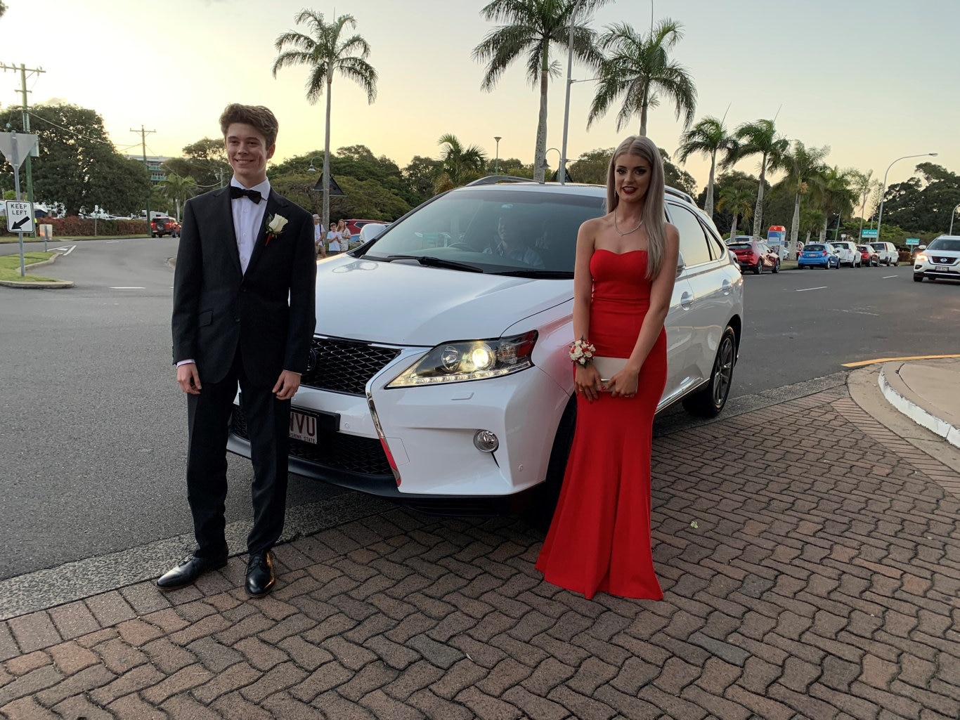 Liam Stretton and Olivia Bosley arrive at the Fraser Coast Anglican College formal.