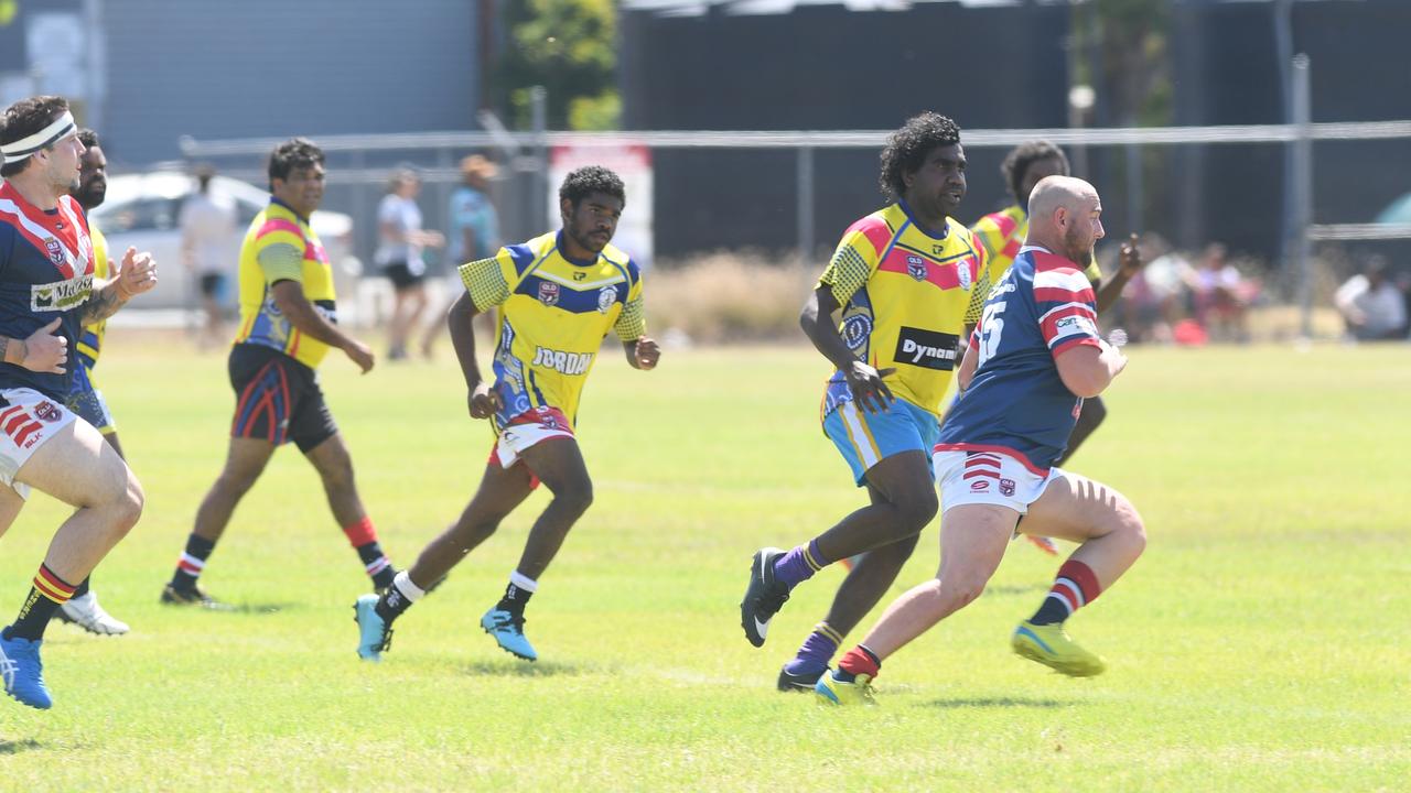 RUGBY LEAGUE - A DAY AT THE PARK: Woorabinda Warriors II's Simon Doyle with the ball