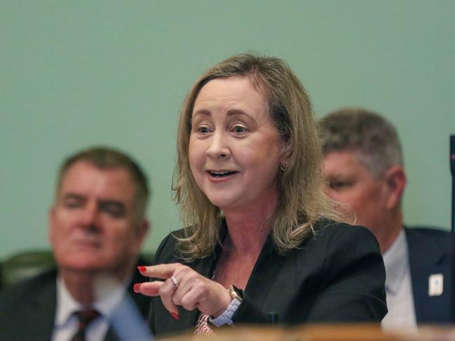 19 APRIL 2023: Queensland Health Minister Yvette D’Ath during Question time at Queensland parliament in Brisbane. Picture: NCA NewsWire / Glenn Campbell