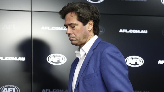 AFL CEO Gillon McLachlan spoke to the media on Tuesday night. Picture: Darrian Traynor/Getty Images