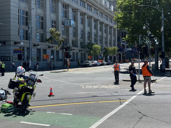 A motorcyclist has been killed in a fatal collision at Flinders St on Friday morning. Picture: Supplied