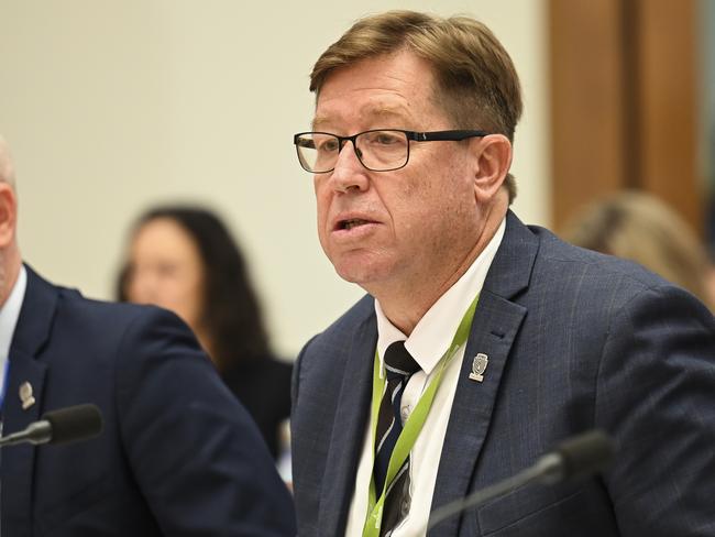 CANBERRA, AUSTRALIA, NewsWire Photos. FEBRUARY 16, 2024: Inspector-General of Water Compliance, Troy Grant appears at the Environment and Communications Legislation Committee Senate estimates at Parliament House in Canberra. Picture: NCA NewsWire / Martin Ollman