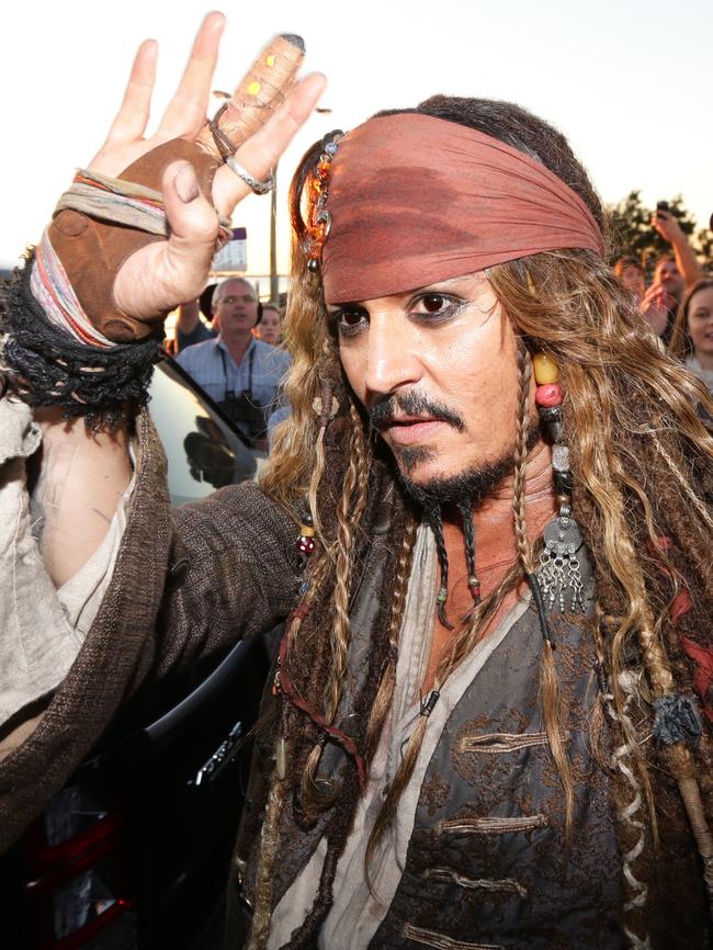 Johnny Depp meets fans at Cleveland after a day filming Pirates of the Caribbean. Picture: Peter Wallis