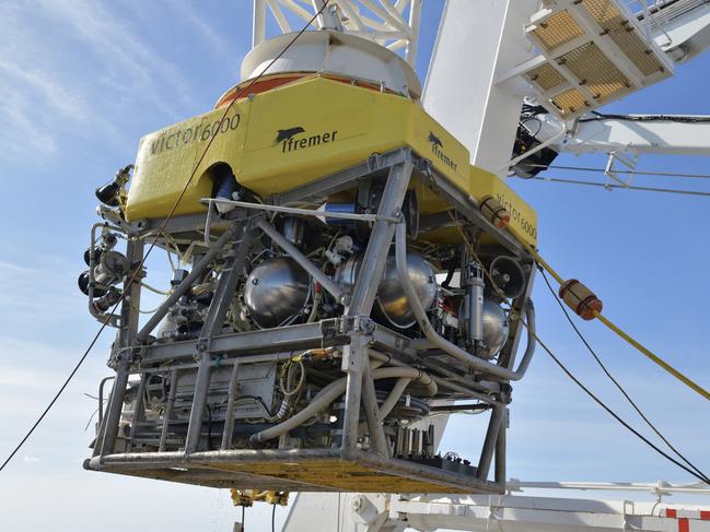 The French deep-sea diving robot Victor 6000 has been deployed to find the Titan tourist sub. Picture: Stephane Lesbats/Ifremer/Abaca Press/AAP