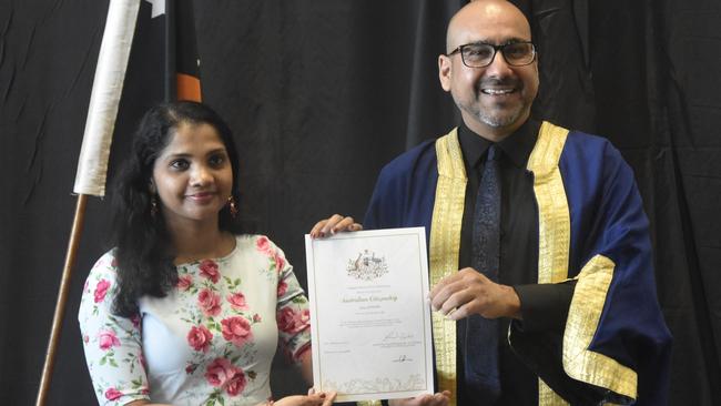 Asha Joseph, from India, became an Australian citizen on Australia Day. Picture: Sierra Haigh