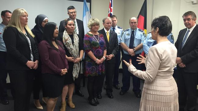 Pru Goward addressing Blacktown Police.